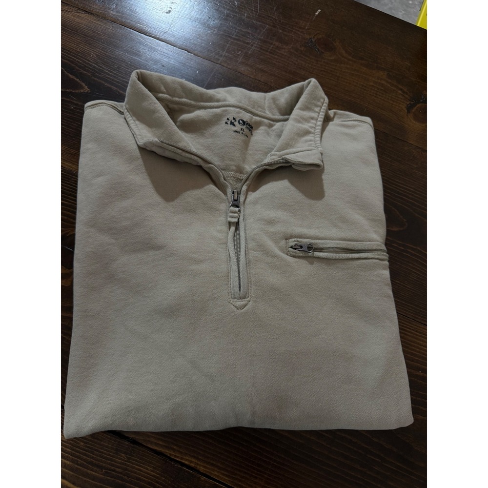 Guide Series Mens XL Tan Khaki Quarter Zip‎ Fleece Pullover Sweatshirt Pocket
